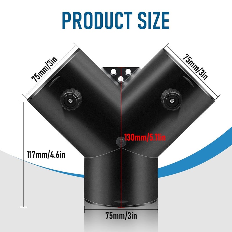 DTNESS Ø75mm Type-Y Duct Connection, Air Heater Diesel Auxiliary Accessories with Double Valve, 3-Way Air Outlet Pipe for Diesel Heater - Image 3